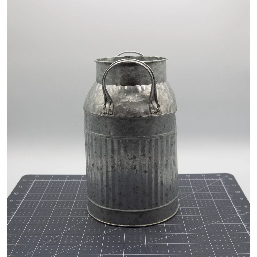 Ashland Galvanized Metal Decorative Milk Jug Farmhouse‎ Ribbed Vase